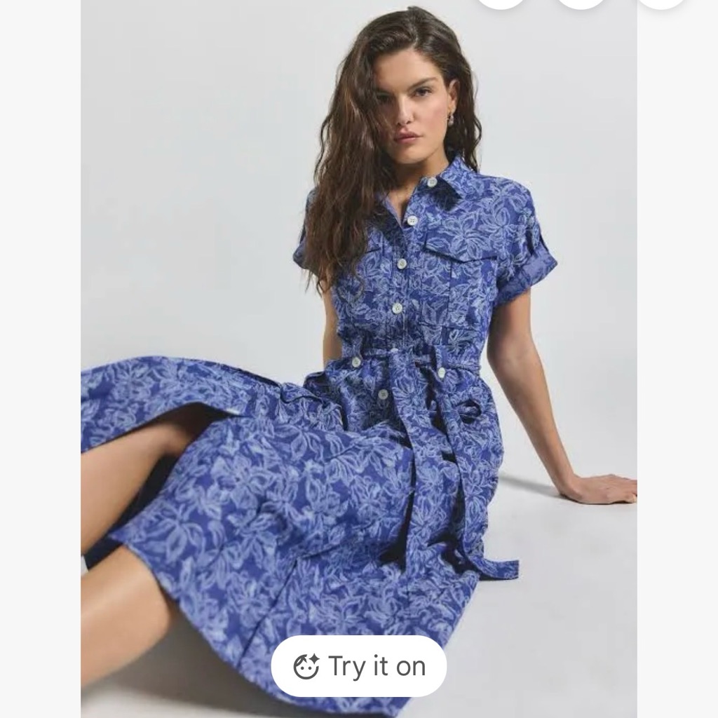10 Crosby Derek Lam Blue Floral Midi Dress Nwt Size Xs